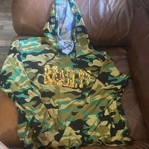 Camouflage Hoodie with Gold Sequin Detail